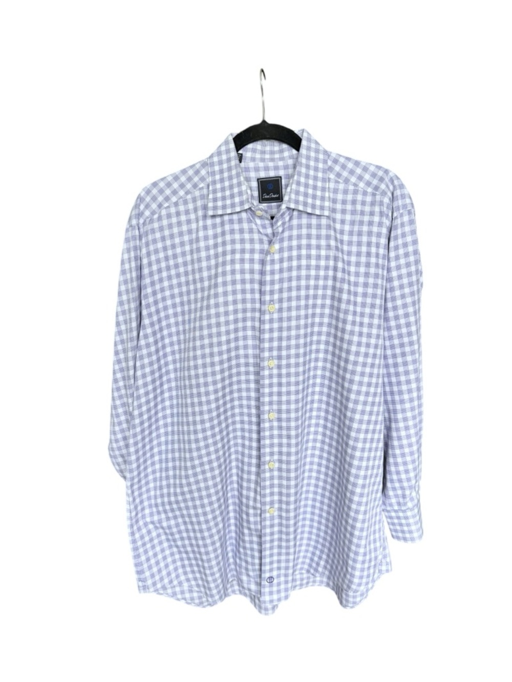 David Donahue Purple Check Dress Shirt Mens 17 32/33 Preppy Golf Quiet